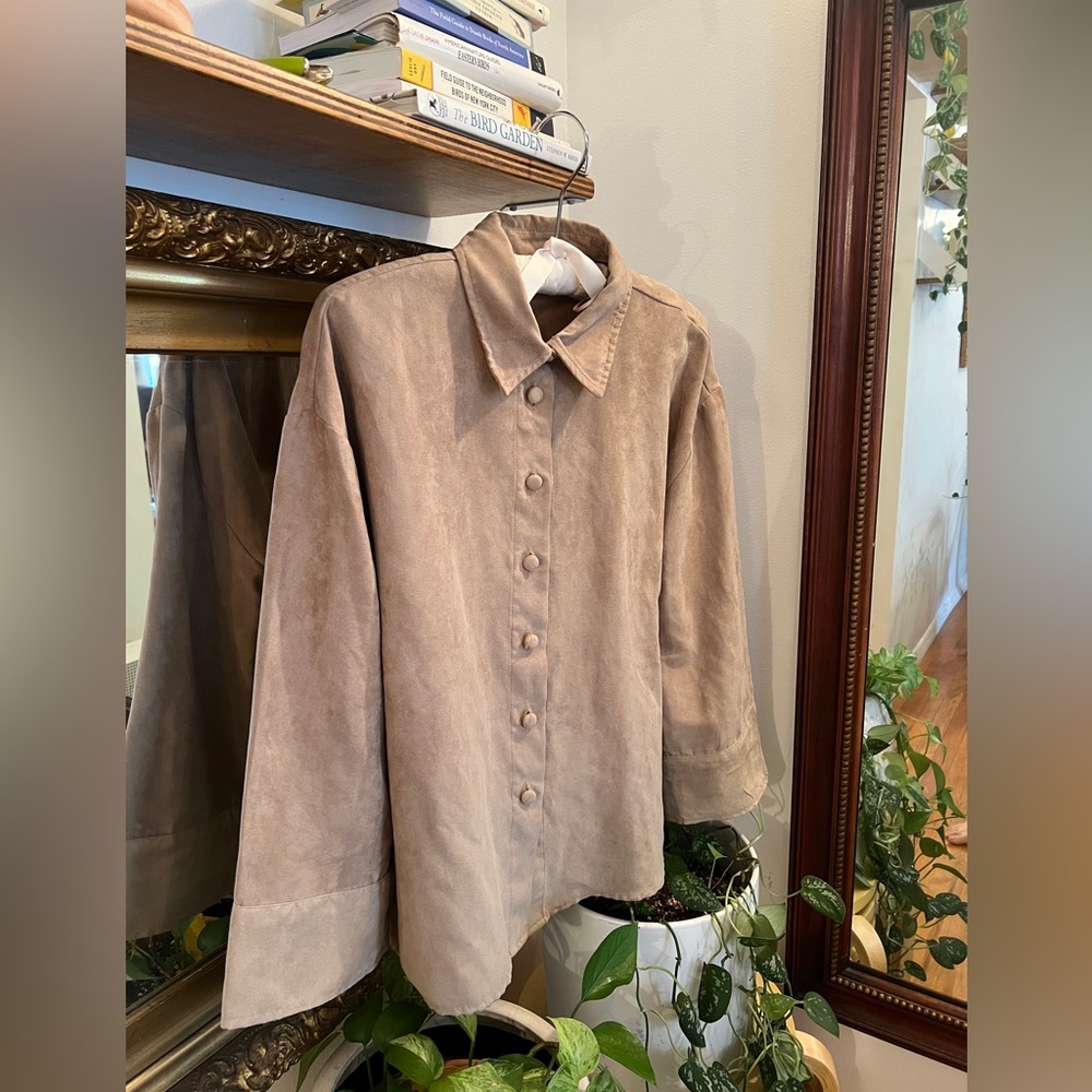 Zara Oversized Faux Suede Shirt size xs